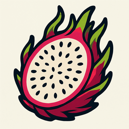 A dragonfruit.
In-Game asset.  2d.  High contrast.  No shadows