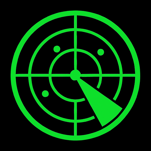 Rango circular de un radar.
In-Game asset.  2d.  High contrast.  No shadows