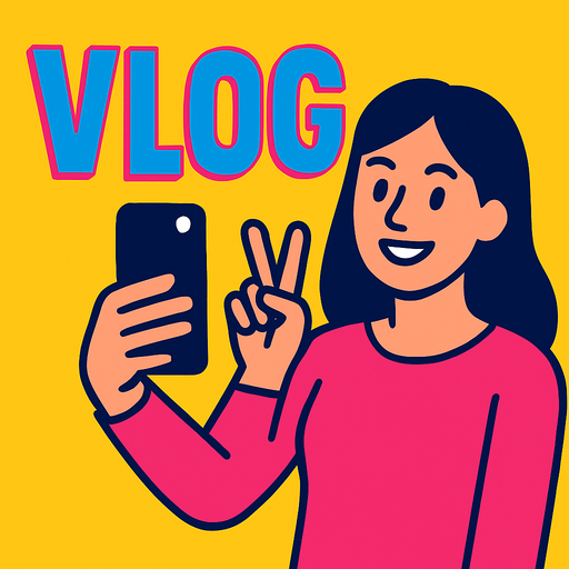 youtube thumbnail for vlog.
2d.  High contrast.  No shadows