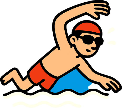 make a animated guy swimming.
In-Game asset.  2d.  High contrast.  No shadows