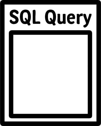 SQL query, in size of 320 on 200 At the top left write: SQL Query
But The whole center of the rectangle is white and empty.
In-Game asset.  2d.  High contrast.  No shadows