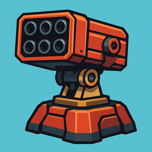 Rocket launcher turret.
In-Game asset.  2d.  High contrast.  No shadows