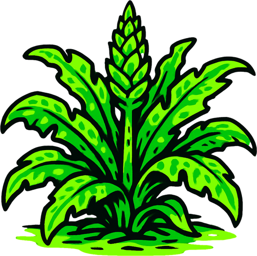 A crazy almost neon green plant that can grow both on in the jungles and on beaches.
In-Game asset.  2d.  High contrast.  No shadows