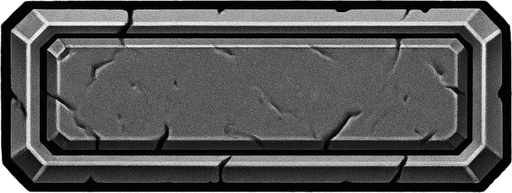 an old-style square long button in grey in a magical way.
In-Game asset.  2d.  High contrast.  No shadows