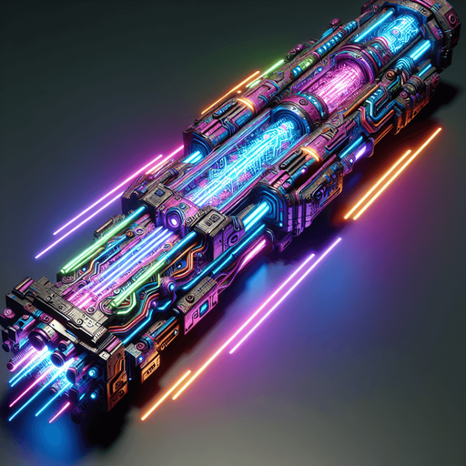 electrical neon colored cyberpunk beam..
Single Game Texture. In-Game asset. 2d. Blank background. High contrast. No shadows.