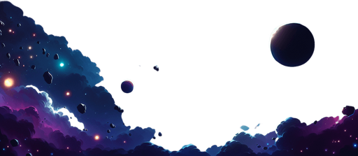 A vibrant and dynamic 2D space background for a top-down space shooter game. The scene features a deep, dark space filled with glowing nebulae in shades of blue and purple, scattered distant stars, and swirling cosmic dust. A subtle parallax effect is suggested with faintly glowing planets and asteroids in the background. The atmosphere is slightly mysterious and futuristic, with soft light gradients to create depth. The overall tone is immersive but does not distract from gameplay, ensuring clear visibility of player and enemy ships..
Single Game Texture.  Blank background.  High contrast.  No shadows
