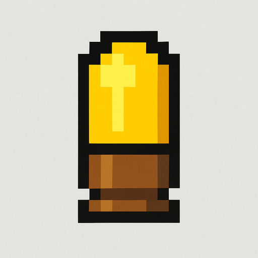 Bullet facing down and top Down 2d pixilated.
In-Game asset.  2d.  High contrast.  No shadows
