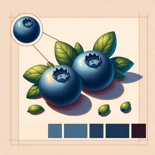 A couple of blueberries.
Single Game Texture. In-Game asset. 2d. Blank background. High contrast. No shadows.