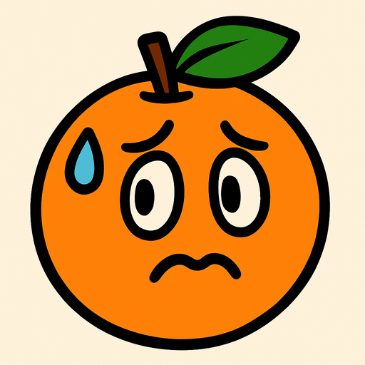 Naranja cute preocupada.
In-Game asset.  2d.  High contrast.  No shadows