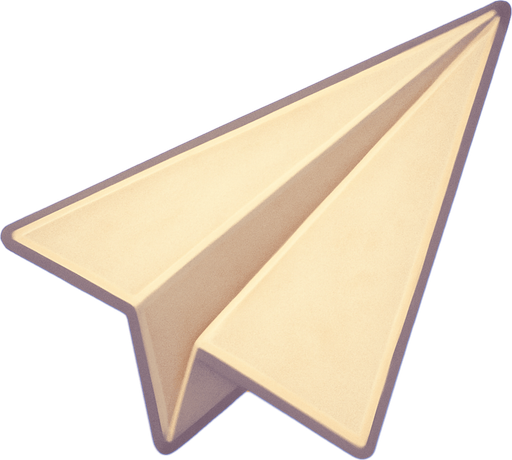 A paper plane. Cute soft graphics. soft ambient light. semi-matte to satin surfaces. naturalistic with slight saturation boost colors. 
In-Game asset.  2d.  High contrast.  No shadows. top down..
In-Game asset.  2d.  High contrast.  No shadows
