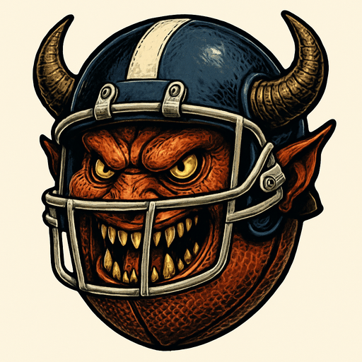un demonio bola con un casco de jugador de futbol americano ultra realista.
In-Game asset.  2d.  High contrast.  No shadows