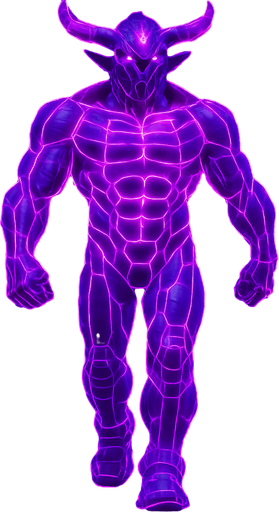 bare segmented neon cyberpunk pecs abs muscles robot monster hunk Neon cyberpunk 3d hologram corporate occult demon android mecha robot sentinel guard soldier machine monster fully in frame no part cut off no background anime futuristic Background removed, "Full-body character, entirely in frame, no cropping of face, head, or feet" "Complete character visible, from head to toe, fully centered in the image" "Entire character, including face and boots, fully within the frame" Character fully contained within a square frame, no edges cut off horns through boots Walking animation forward