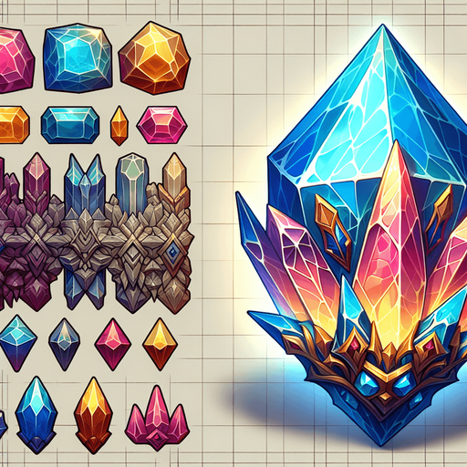 crystal.
Single Game Texture. In-Game asset. 2d. Blank background. High contrast. No shadows.