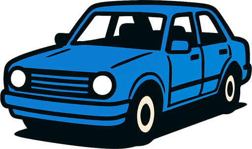 Blue car.
In-Game asset.  2d.  High contrast.  No shadows
