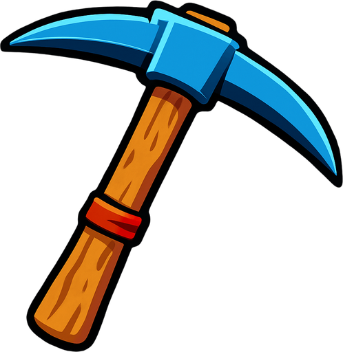 pickaxe.
In-Game asset.  2d.  High contrast.  No shadows