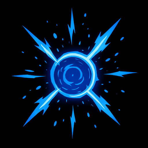 Blue circle magic attack.
In-Game asset.  2d.  High contrast.  No shadows