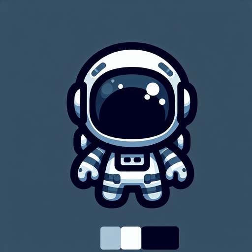 一个宇航员，卡通风格.
Single Game Texture. In-Game asset. 2d. Blank background. High contrast. No shadows.
