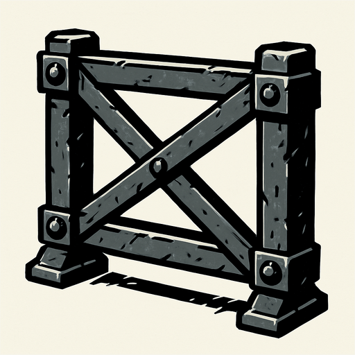 iron barricade.
In-Game asset.  2d.  High contrast.  No shadows