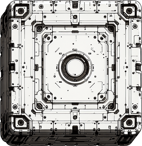 White square with round corners, flat, flat shaded, industrial design.
Single Game Texture. In-Game asset. 2d. Blank background. High contrast. No shadows.