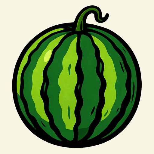 Una sandía individual.
In-Game asset.  2d.  High contrast.  No shadows