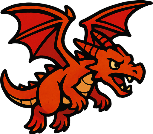 Create a flying dragon enemy with the following features:.
In-Game asset.  2d.  High contrast.  No shadows