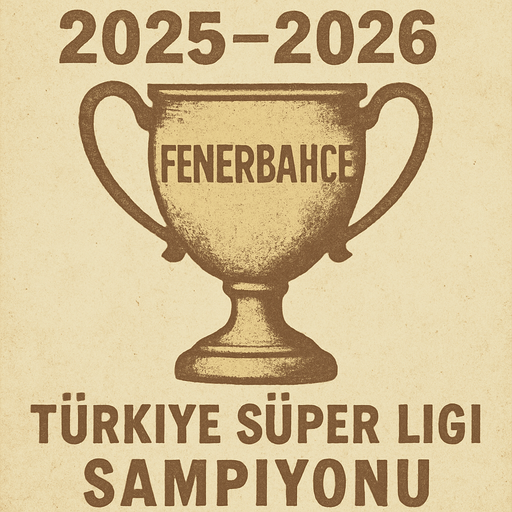 2025 - 2026 Türkiye Süper Ligi Şampiyonu Kupası oluştur , kupanınn üstünde FENERBAHÇE yazsın. soluk renklerde olsun , retro temada olsun 
In-Game asset.  2d.  High contrast.  No shadows