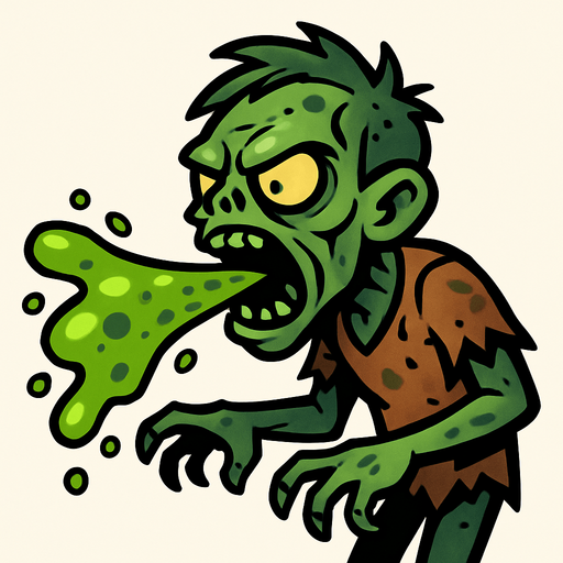 2D. Ranged zombie. attacks with poisonous saliva.
In-Game asset.  2d.  High contrast.  No shadows
