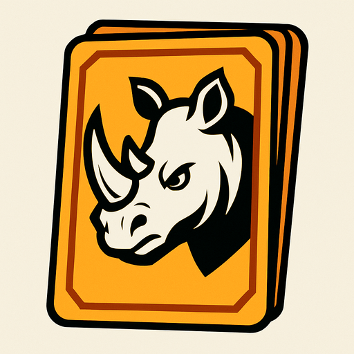 Orange card packet with a Rhino in the center.
In-Game asset.  2d.  High contrast.  No shadows