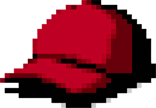 2d. 8-bit. red baseball cap. maga..
Single Game Texture. In-Game asset. 2d. Blank background. High contrast. No shadows.