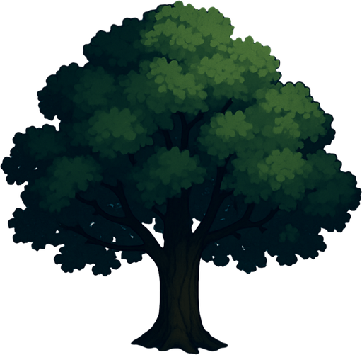 Arboleda, con fondo, cielo nocturno, algo realista.
In-Game asset.  2d.  High contrast.  No shadows