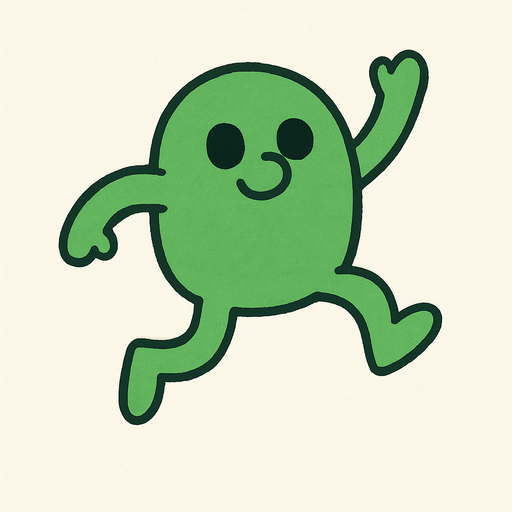 2d shadowless simple two-legged small nose 2-eyed green doodle jump character