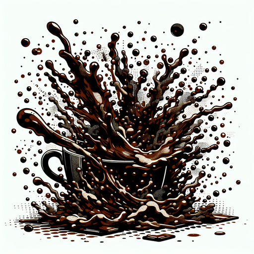 Coffee splashing effect.
Single Game Texture. In-Game asset. 2d. Blank background. High contrast. No Shadows.