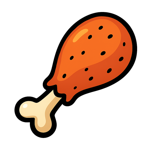chicken leg.
In-Game asset.  2d.  High contrast.  No shadows