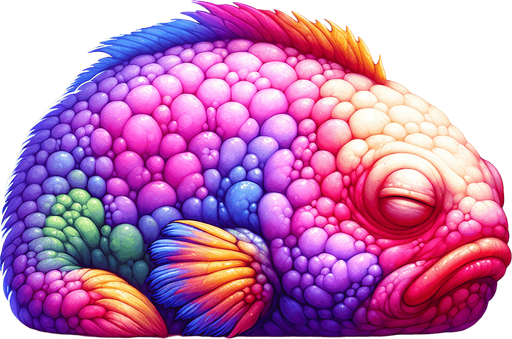 A sleeping fish.
Single Game Texture.  In-Game asset.  2d.  Blank background.  High contrast.  No shadows