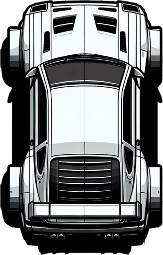 Car top view.
Single Game Texture.  In-Game asset.  2d.  Blank background.  High contrast.  No shadows
