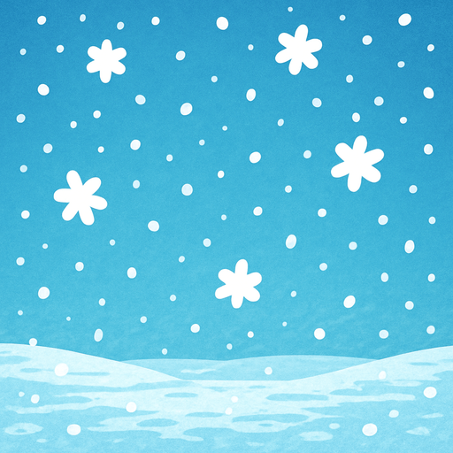 Snow gently falling from the sky in a peaceful winter scene. The snowflakes are soft and light, creating a calm atmosphere. The snow is falling in large, delicate flakes, covering the icy surface and creating a serene, magical ambiance.".
In-Game asset.  2d.  High contrast.  No shadows