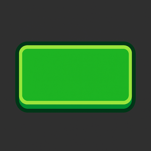 green rectangle-shaped pressable button.
In-Game asset.  2d.  High contrast.  No shadows