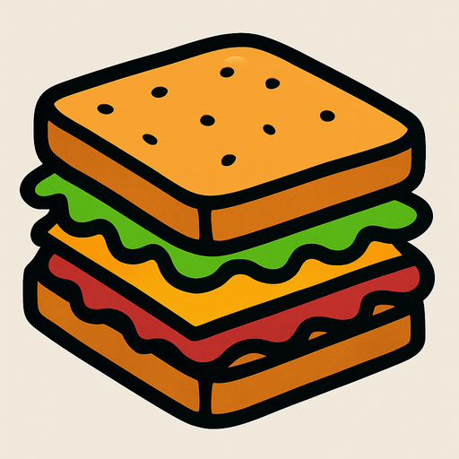 sandwich.
In-Game asset.  2d.  High contrast.  No shadows