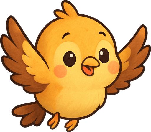 cute lil bird flying cartoon style