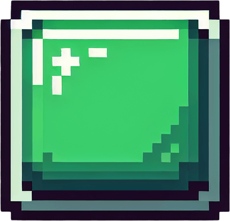 green plain UI button. pixelated. 8 bit. rectangular. Single Game Texture. In-Game asset. 2d. Blank background. High contrast. No shadows.