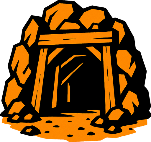 Maden girişi.
In-Game asset.  2d.  High contrast.  No shadows