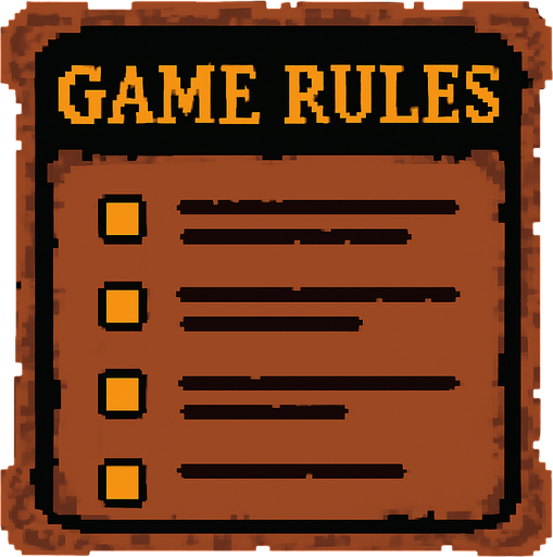 Game Rules dark souls style 2d pixel art.
In-Game asset.  2d.  High contrast.  No shadows