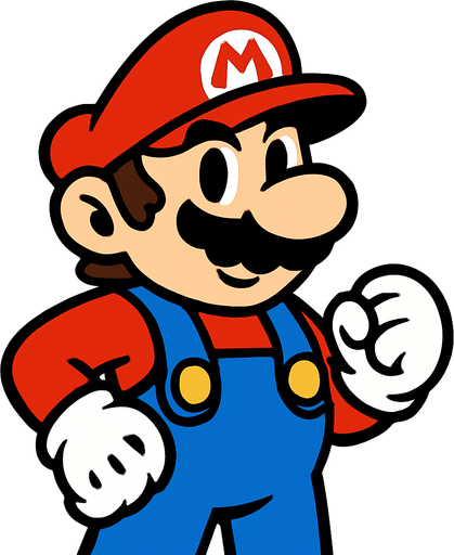 MARİO.
In-Game asset.  2d.  High contrast.  No shadows