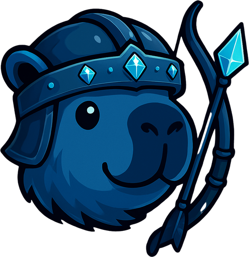 Elimina la resortera. Añadele un arco y una fleca con la punta de hielo. Dale unos colores mas frios a la ilsutracion. Adorna el casco con piedras birllantes celestes.