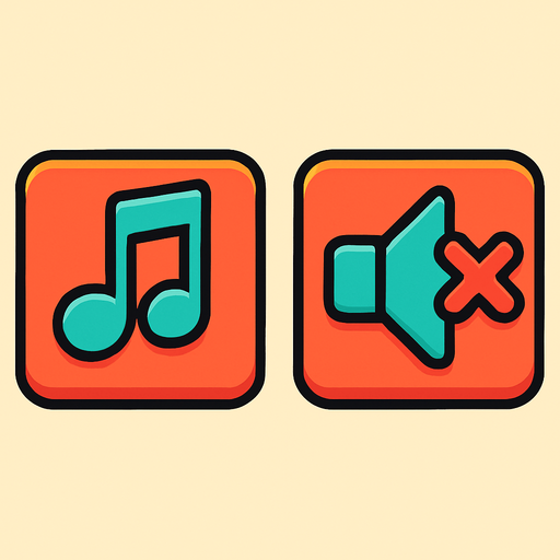 иконки для включения и отключения музыки в игре.
In-Game asset.  2d.  High contrast.  No shadows