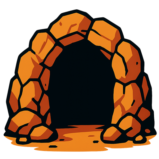 cave enterance.
In-Game asset.  2d.  High contrast.  No shadows