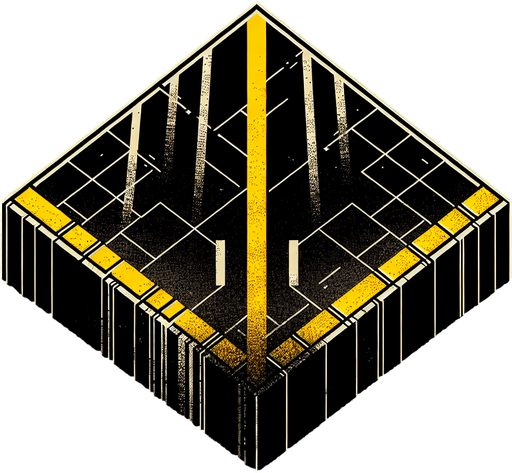 give me a rectangle shaped video game looking Road, For Example, Black concrete with the yellow lines, but horizontally.
Single Game Texture.  In-Game asset.  2d.  Blank background.  High contrast.  No shadows