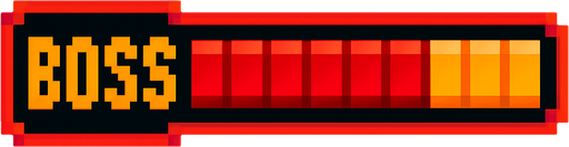 Una barra de jefe final en juego pixel art.
In-Game asset.  2d.  High contrast.  No shadows
