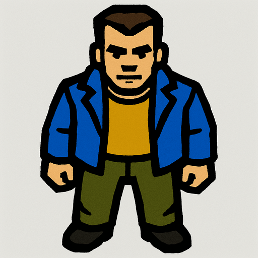 GTA 2 karakteri.
In-Game asset.  2d.  High contrast.  No shadows