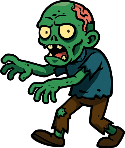 draw a single zombie.
In-Game asset.  2d.  High contrast.  No shadows